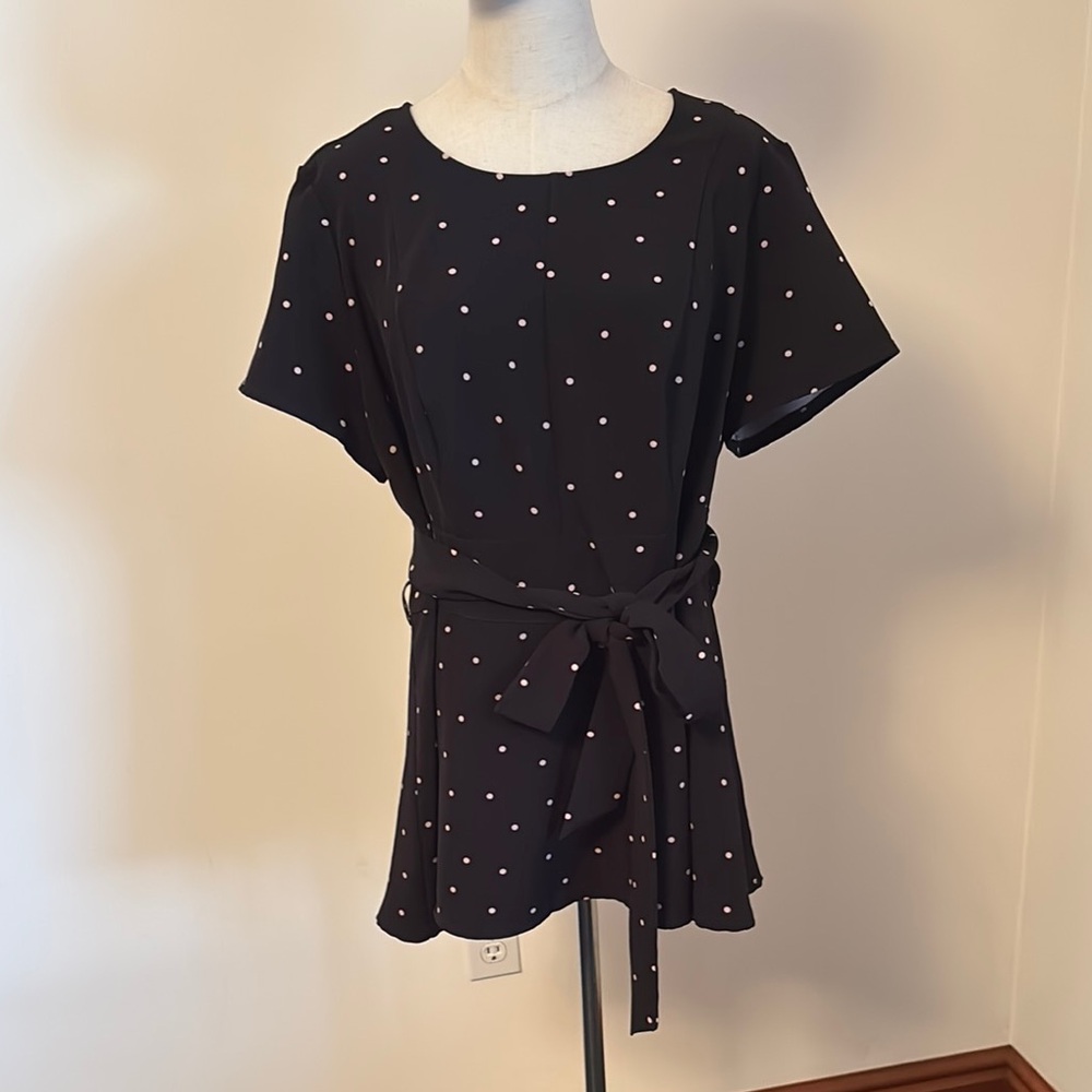 Lane Bryant Black Relaxed Tie Front Blouse